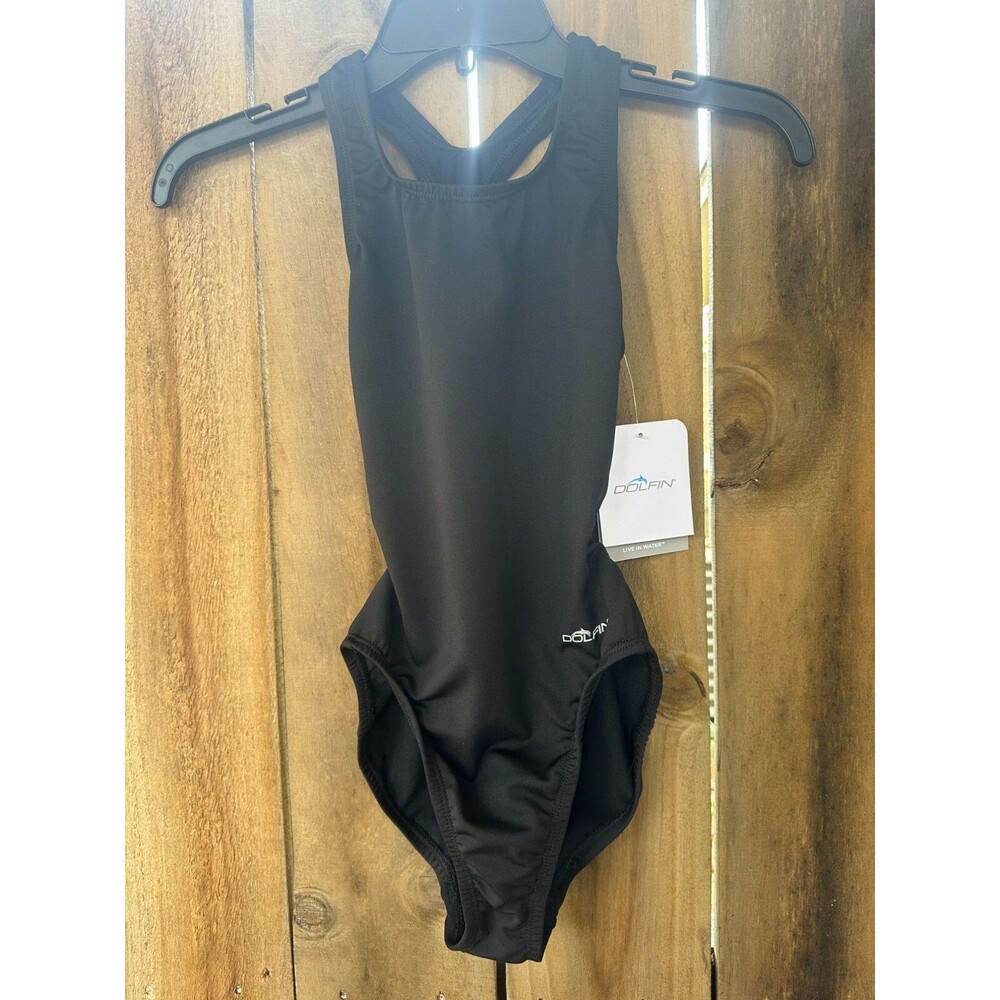 Women's DOLFIN OCEAN RACING One Piece PERFORMANCE SWIMSUIT XS NWT Black 4N10SLD